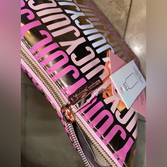 🎉HP🎉New! Juicy Couture Rose Gold/Pink Logo Large Zip Makeup Case 12”x4”✨💕 - Picture 5 of 9